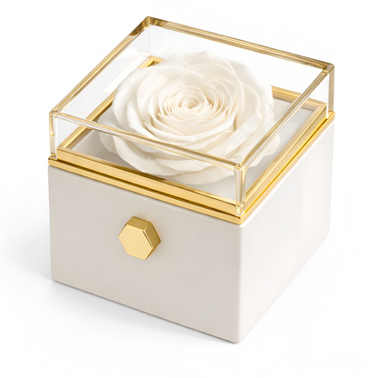 Boîte à roses éternelles | Rose véritable et collier personnalisé
